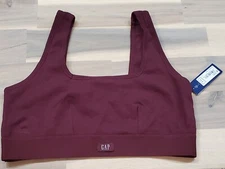 GAP GapBody Women S Ribbed Logo Comfort Bralette Red Wine Size Medium