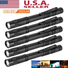 5PCS  LED Flashlight Clip Mini Light Penlight Portable Pen Torch Lamp