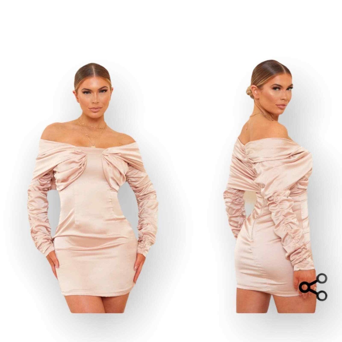 sachin and babi light blue dress Champagne PrettyLittleThing Flowy Satin Elasticated Waist Mini Shorts  Co-ord