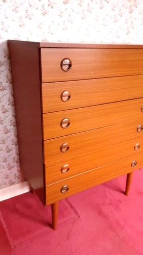 Vintage/Retro Schreiber Bedroom Six Drawer Unit Teak Finish - Picture 3 of 15