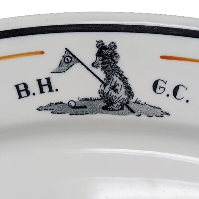 Circa 1937 OPCO Syracuse China 12'' Oval Plate 'BEAR HILL GOLF CLUB' Stoneham, MA