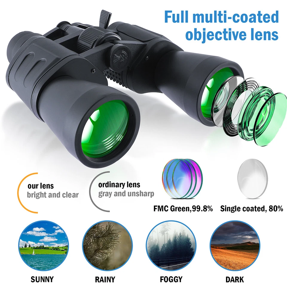Binoculars 180x100 Wide Angle Military Zoom Day/Night Telescope Waterproof+Bag - Image 3 of 4