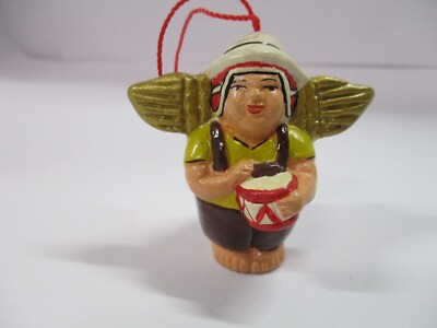 Vintage Pueblo Peruvian Drum Player Folk Art Ornament