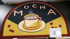 PRINTED NYLON KITCHEN RUG 18"x 30" COFFEE MOCHA CUP BEANS, by ST, slice