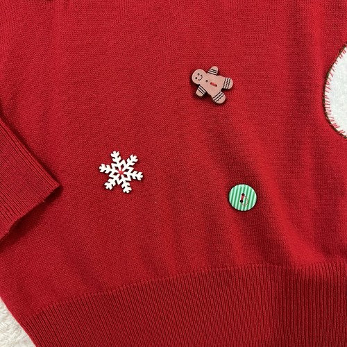 Vtg Christmas Sweater Lambs Wool Blend Women’s Sz S Red Santa Christmas Tree - Picture 4 of 12