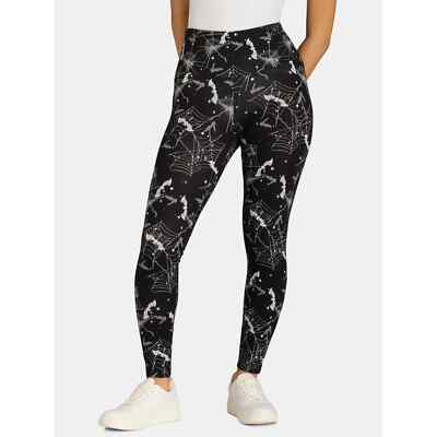 No Boundaries Ankle Leggings X-SMALL (0-2) Halloween Black W Bats