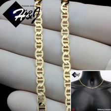 18"MEN WOMEN 18K Gold Filled 4mm Gold Puffed Mariner Link Chain Necklace GFN2