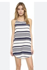 BB Dakota Women's Sz S Navy & White Striped Riley Crepe Dress Spaghetti Straps