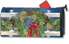 MailWraps™ Winter Wreath MailWrap Mailbox Cover 01433 Magnetic Mailbox Cover NIP