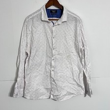 Penguin By Munsingwear Mens Shirt Size 17.5 34/35 White Dotted Heritage Slim Fit