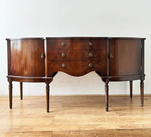 Vintage Mahogany Strongbow sideboard 6 legs drawers and cupboards serpentine