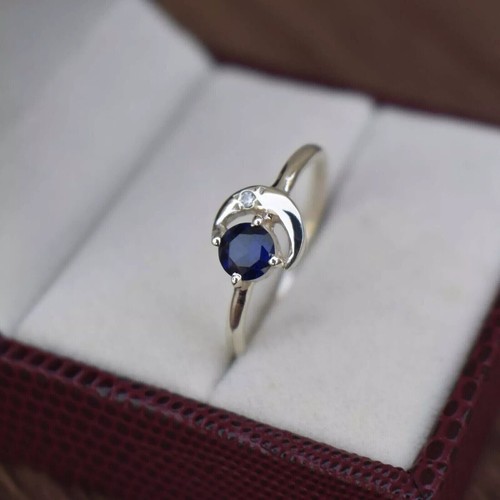 2 Ct Round Cut Simulated Blue Sapphire Pretty Wedding Ring 14k White Gold Plated