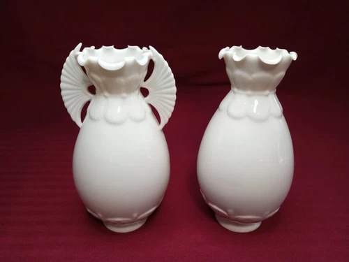 {LOT OF 2} Vintage Lenox Porcelain Vases Made in USA Bone White 7-1/2" Tall