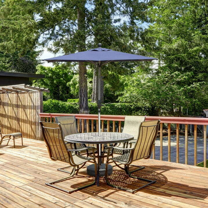 5.91'x3.94' Patio Umbrella w/Push Button Tilt &Crank for Deck Porch(Navy Blue)