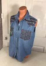Gitano Vintage Floral Jean Shirt Womens Medium