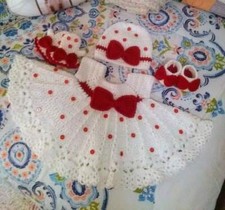 Baby crochet Christmas dress set