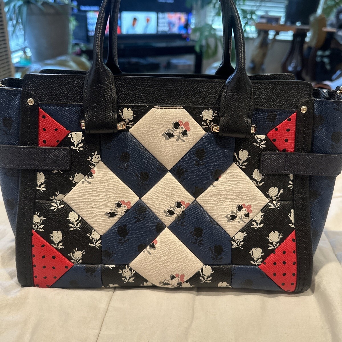 COACH SWAGGER 27 PATCHWORK Red White And Blue SATCHEL