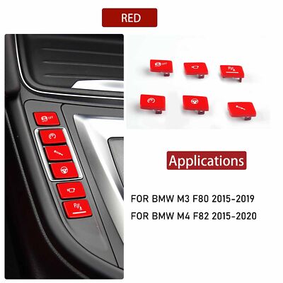 Red Gear Shift Button Cover Replace For BMW M3 F80 2015-2019 M4 F82 2015-2020 