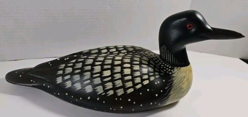 Big Sky Carvers Montana Common Loon Wood Duck Decoy Signed 16" 2002 - Picture 2 of 7