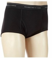RoundTree Yorke 3 Pairs Men's Cotton Full-Cut Brief Black- Size 30
