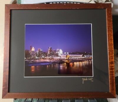 J. Miles Wolf Cincinnati Night Skyline The Colliseum Photography 2000 Signed