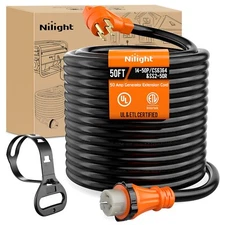 Nilight 50 Amp 50FT Generator Extension Cord 250V Heavy Duty 6/3+8/1 Gauge