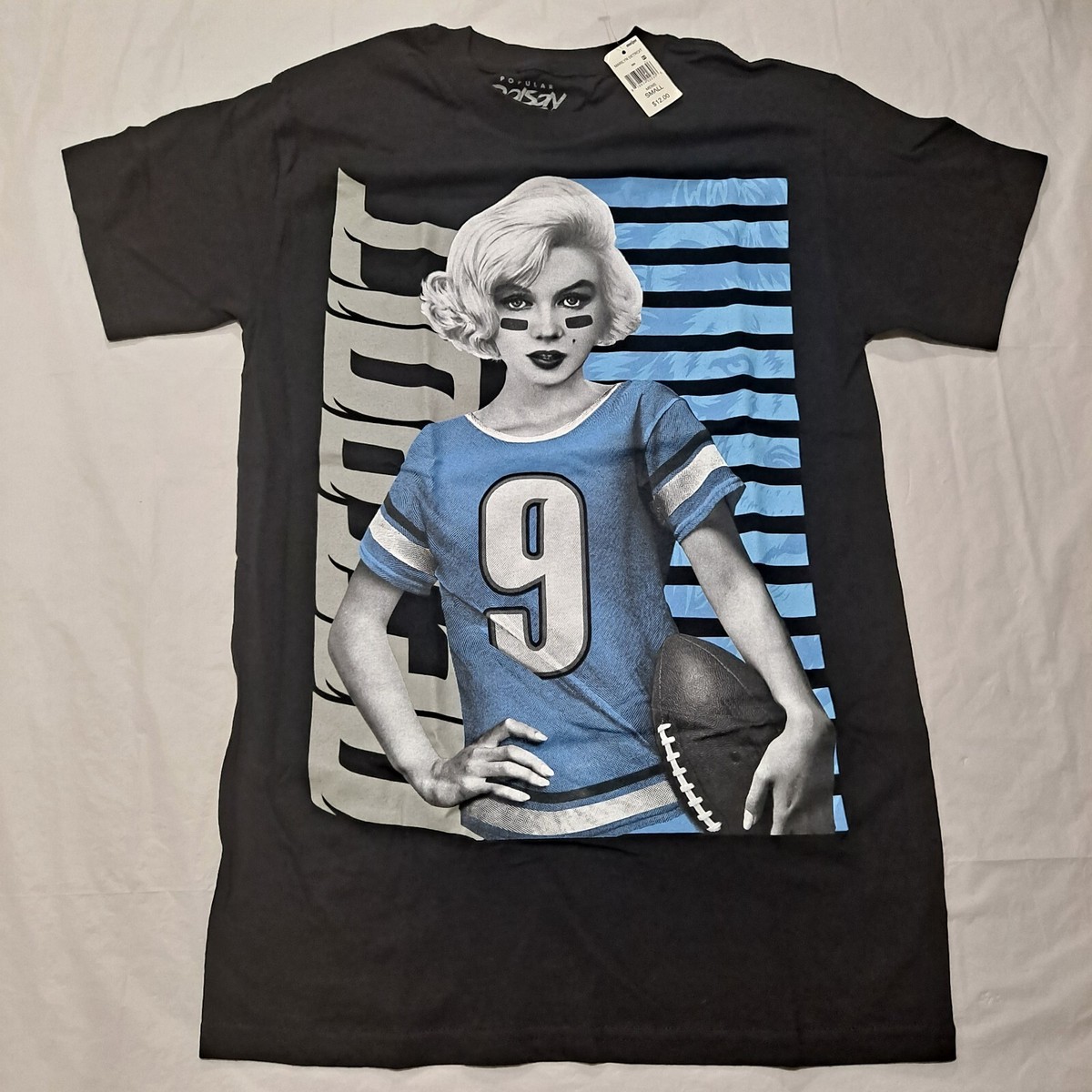Marilyn Monroe T SHIRT Norma Jeane Baker #9 Jersey DETROIT LIONS