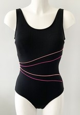 F F Black Multi Asymmetrical Trim Swimsuit UK 12