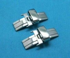 2PCS Deployment butterfly Silver Tone clasp/buckle for leather straps bands 16MM