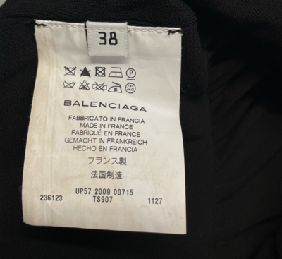 Balenciaga Black Ruched Waist Mid Length V-Neck Classic Dress