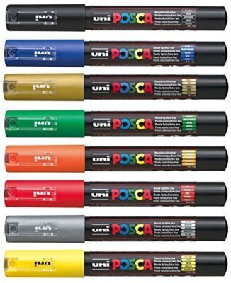 Posca Marker PC-1M (8er Set), 0,7-1 mm extra feine Spitze, permanent Stifte