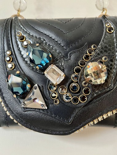 Bracher Emden jewelled crystal black leather mini cross body bag - Picture 5 of 10