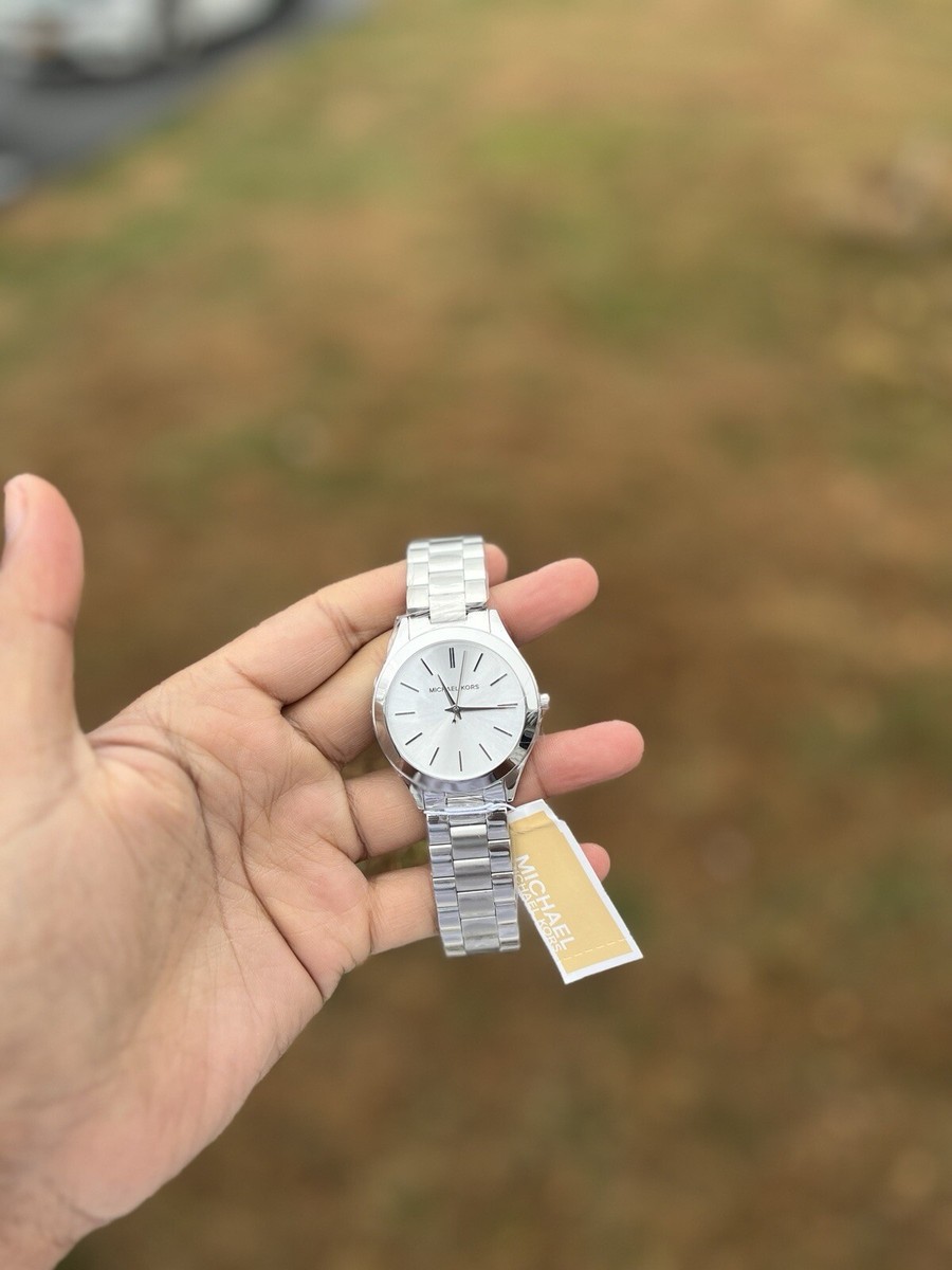 Michael KORS Slim Runway Silver-Tone Watch unisex