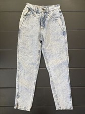 Vintage Lee Hi Rise Mom Jeans Acid Wash Stitch Work Zip Ankles Size 5 RARE