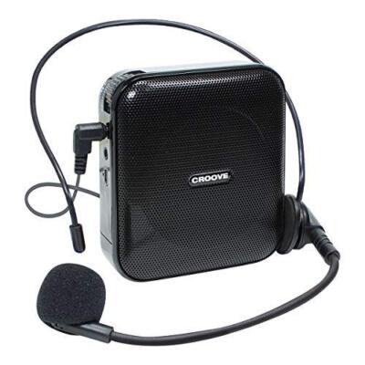 Croove Voice Amplifier: Portable Rechargeable Microphone with Headset & Belt Cli