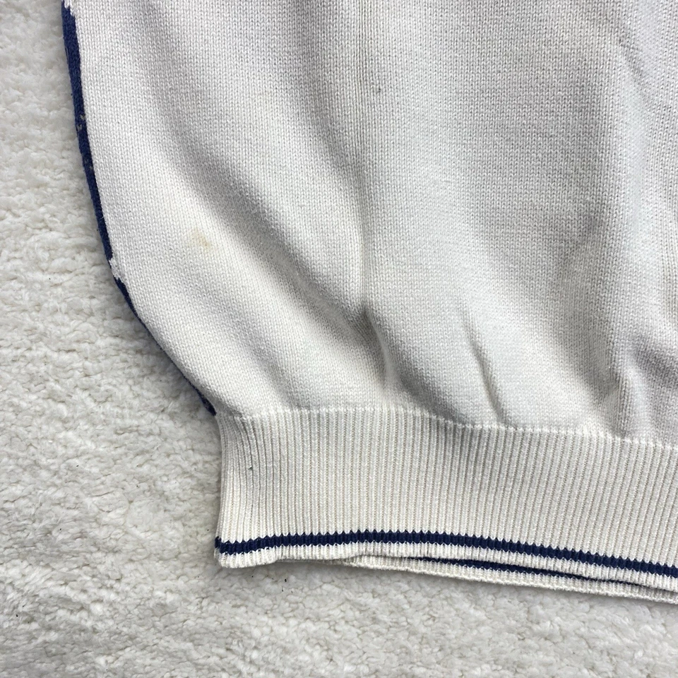 VTG Lord & Taylor Argyle Novelty Preppy Golf Sweater Pullover Cream Mens Sz L - Image 4 of 4