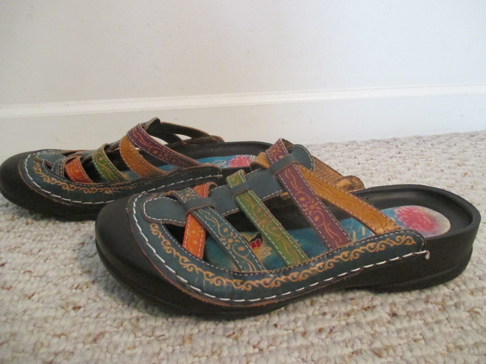 Elite by Corkys Rock Strappy Leather Slip On Slide Shoes Size 7 eBay