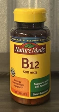 Nature Made Vitamin B12 500 mcg 100 Tablets Exp 3/2027