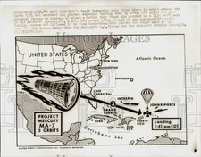 1962 Press Photo Illustration of the Project Mercury-7 Space Capsule Landing