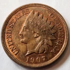 1907 Indian Head Penny - 4 diamonds AU