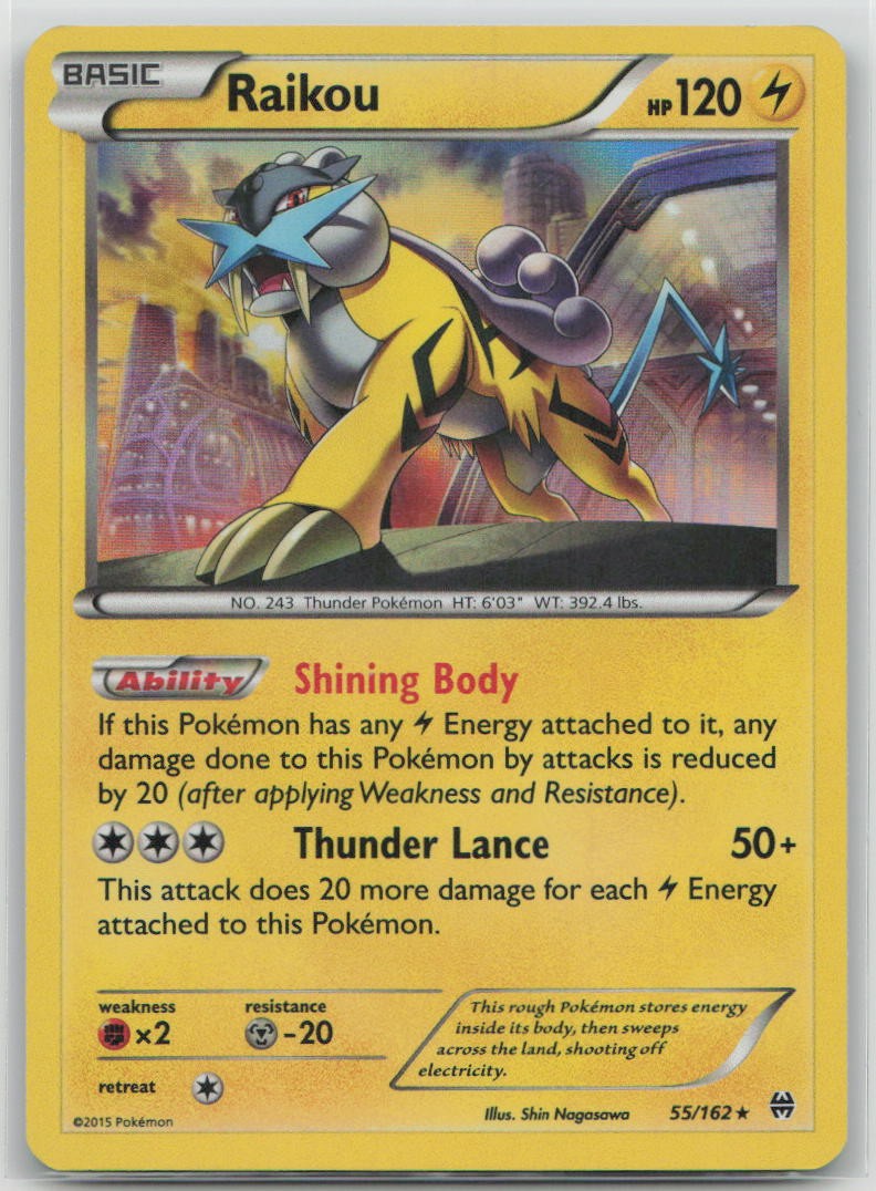 Raikou 55/162 Holo Rare BREAKthrough Pokemon Moderately Played