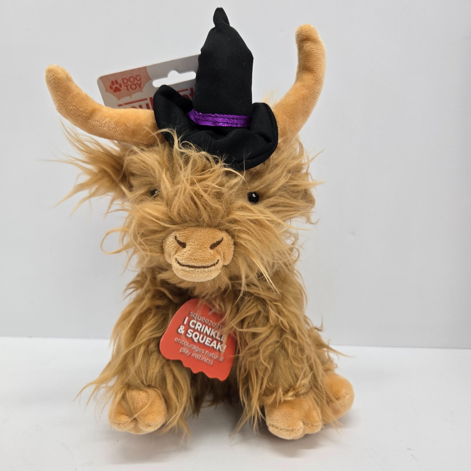 Multipet, Highland Cow w/ Witch Hat, Interactive Dog Toy w/S