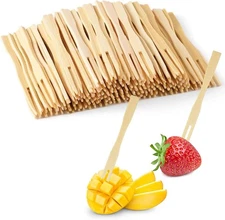 Bamboo Appetizer Forks, 3.5" Disposable Mini As shown in the figure 
