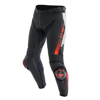 Dainese Super Speed perf. Lederhose Schwarz/Weiß/Fluo-Rot 50 Motorrad Hose NEU++