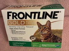 NEW SEALED FRONTLINE GOLD Flea Tick Control Cats over 1.5 lbs 6 Doses CHARITY