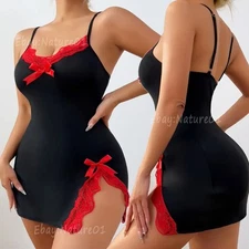 Womens Sexy Lingerie Lace Babydoll Sleepwear Nightwear Slip Dress Chemise Nighty