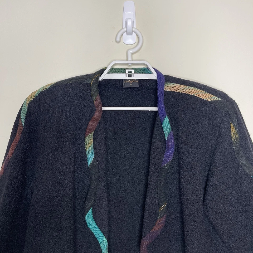 Chaqueta Bolero Recortada de Lana CANDISS COLE De Colección Negra Arco Iris Borde Arte Para Usar P/S Foto 2 de 4