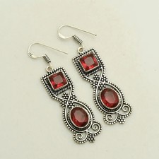 Garnet Gemstone Handmade Drop Dangle Earrings Jewelry Gift For Women 2