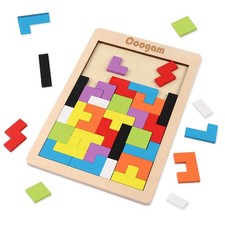 Coogam Wooden Blocks Puzzle Brain Teasers Toy 40, Vibrant, Multi-colored
