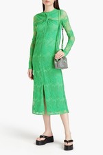 GANNI Authentic- Cutout twisted corded Lace Green Midi dress/size 44
